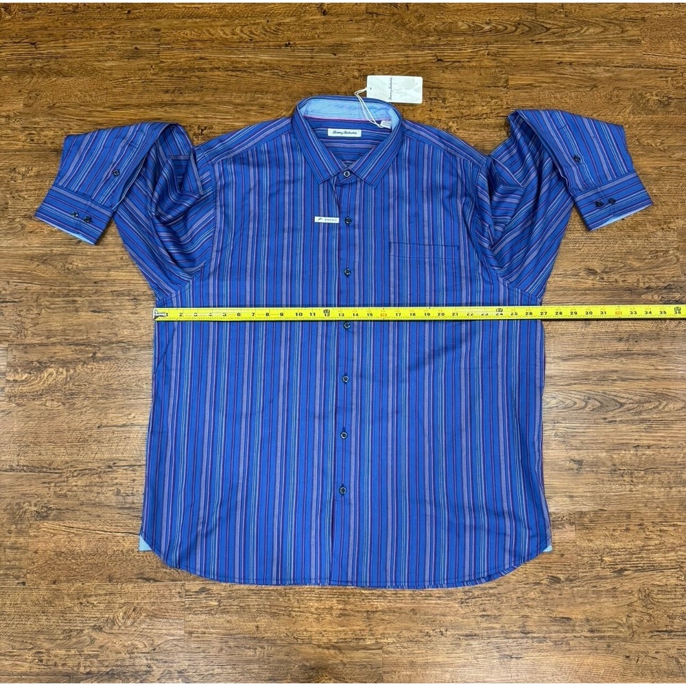Tommy Bahama Blue Lazlo Francisco Striped Casual Dress Button Up Shirt Men's 2XL - Picture 9 of 10